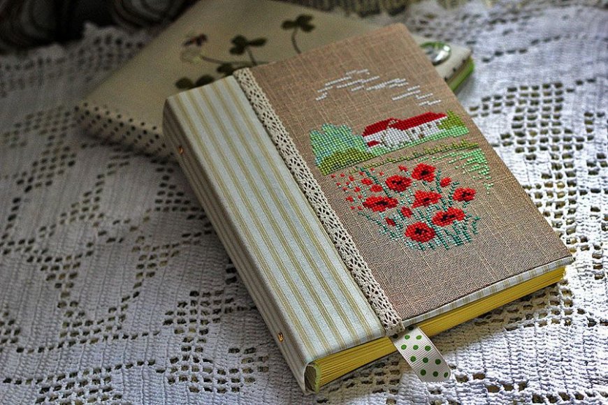 Hand-Stitched Embroidered Notebook for Journaling