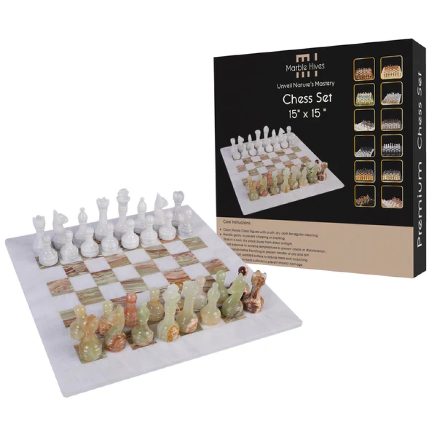 Enhance Your Décor with Elegant 15x15 Marble Chess Sets