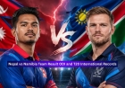 Nepal National Cricket Team vs Namibia National Cricket Team Results – ODIs & T20Is International Records