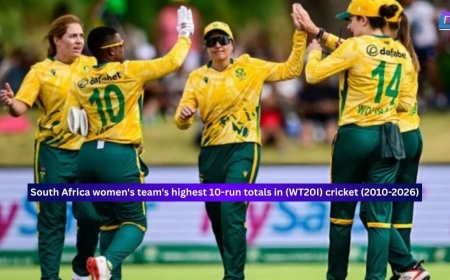 South Africa women's team's highest 10-run total in Women's Twenty20 International (WT20I) cricket (2010-2026)
