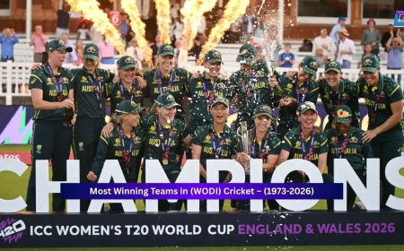 Most Winning Teams in Women's One Day International (WODI) Cricket (1973-2026)
