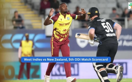 West Indies National Cricket Team vs New Zealand National Cricket Team Match Scorecard 5th ODI 2026