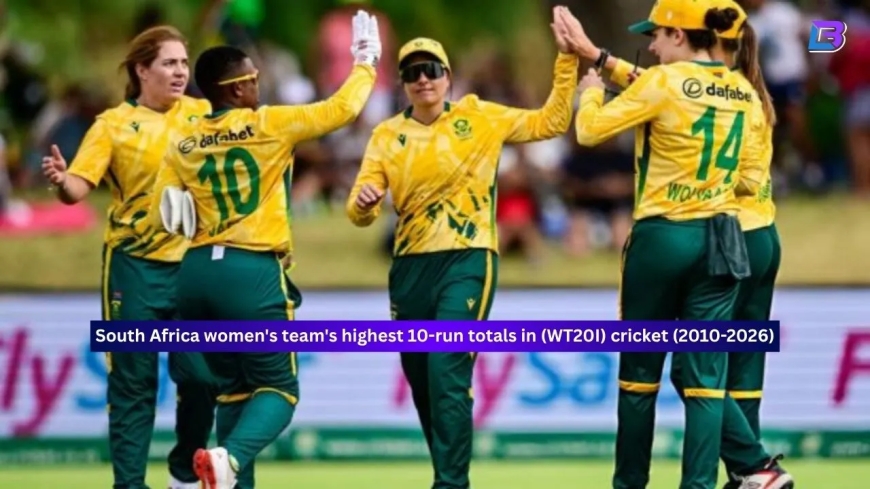 South Africa women's team's highest 10-run total in Women's Twenty20 International (WT20I) cricket (2010-2026)